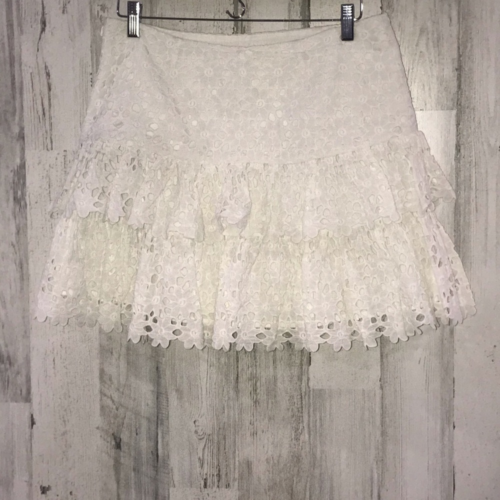 Lilly Pulitzer White Lace Ruffle Skirt Size 12